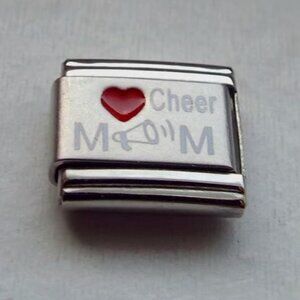 Red heart Cheer Mom laser 9mm stainless steel italian charm bracelet link new